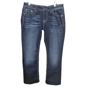 Miss Me Jeans Easy Boot Jeans Womens Size 29 X 33 Embellished Flap Pocket Rodeo